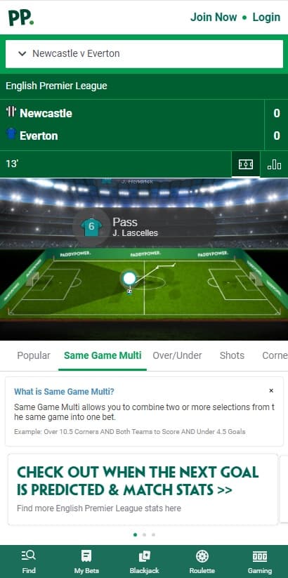 Paddy power In-play Betting