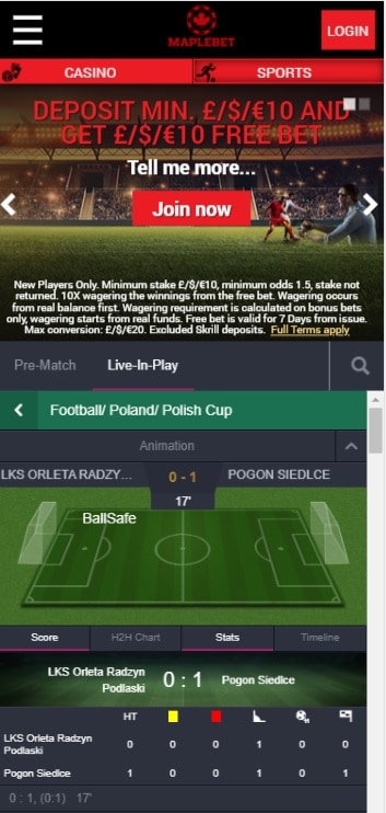 MapleBet Mobile Site