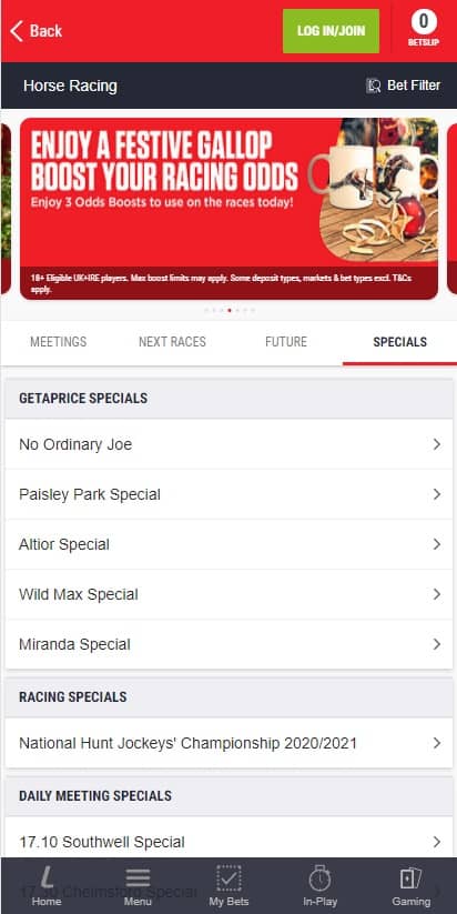 Ladbrokes Horse Racing Specials