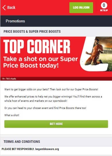 Ladbrokes Price Boost