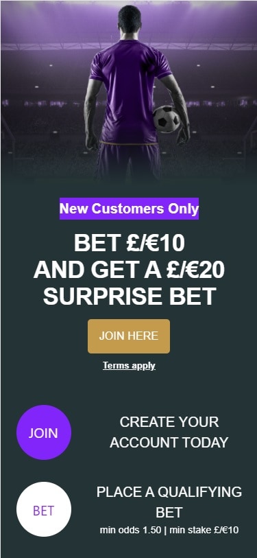 Kwiff Bet 10 Get 20 Offer