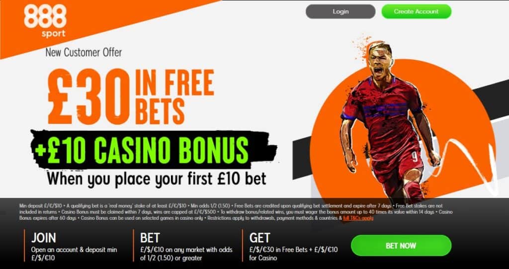 BTTS and Win Free Bet - Bet £10 get £30 in Free Bets