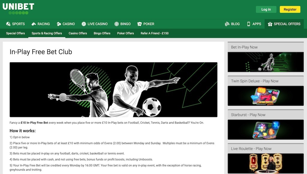 Unibet Free Bet Club promo