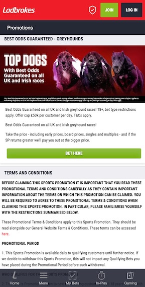 Ladbrokes Best odds guaranteed greyhounds
